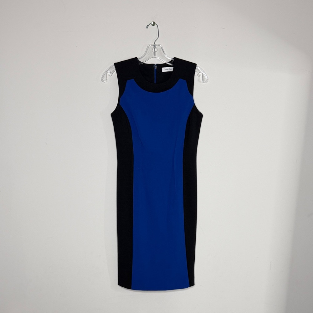 Calvin Klein Collection Blue and Black Colorblock Mini Dress